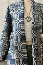 Load image into Gallery viewer, HF155 The Highlands Foundry Heirloom Cream/Navy Coverlet Coat