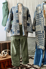 Load image into Gallery viewer, HF155 The Highlands Foundry Heirloom Cream/Navy Coverlet Coat