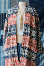 Load image into Gallery viewer, The Highlands Foundry Indigo + Red Overshot Coverlet Duster THF135