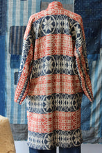 Load image into Gallery viewer, The Highlands Foundry Indigo + Red Overshot Coverlet Duster THF135