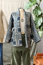 Load image into Gallery viewer, HF155 The Highlands Foundry Heirloom Cream/Navy Coverlet Coat