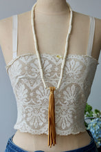 Load image into Gallery viewer, The Highlands Foundry Natural Trade bead + Deerskin Fringe Necklace THF95