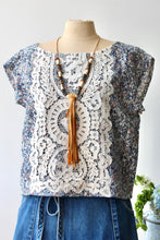 Load image into Gallery viewer, The Highlands Foundry Heirloom Print + Crochet Top THF49