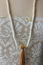 Load image into Gallery viewer, The Highlands Foundry Natural Trade bead + Deerskin Fringe Necklace THF95