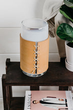 Load image into Gallery viewer, Hand Blown Glass Vessel With Leather Wrap