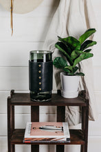 Load image into Gallery viewer, Hand Blown Glass Vessel with Leather Wrap