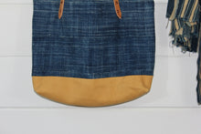 Load image into Gallery viewer, Indigo + Leather Tote