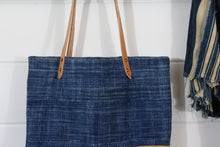Load image into Gallery viewer, Indigo + Leather Tote