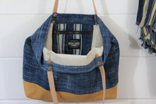 Load image into Gallery viewer, Indigo + Leather Tote