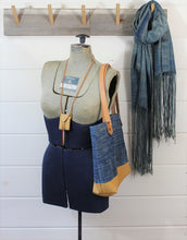 Load image into Gallery viewer, Indigo + Leather Tote