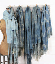 Load image into Gallery viewer, Light Indigo Fringe Scarves