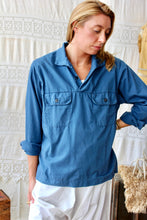 Load image into Gallery viewer, HF207 Vintage Blue Naval Popover shirt selected by The Highlands Foundry