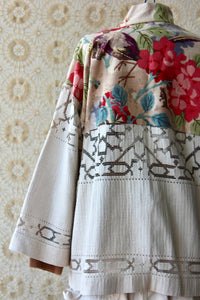 The Highlands Foundry Openweave Crochet + Print Haori Jacket THF103