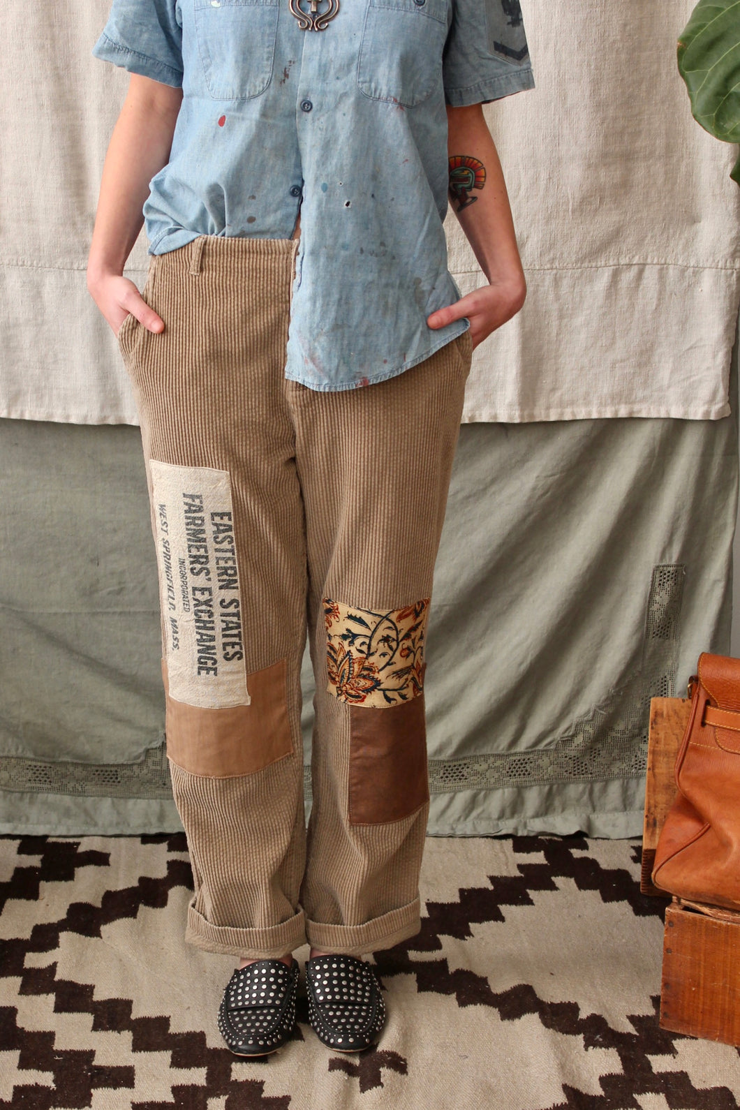 HF152 The Highlands Foundry Patched Corduroy Work Pants