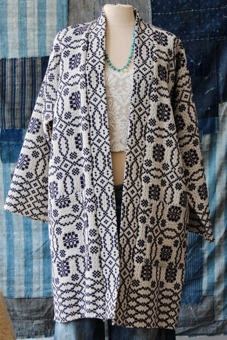 The Highlands Foundry White + Indigo Heirloom Coverlet Duster THF134