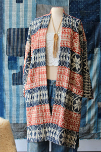 The Highlands Foundry Indigo + Red Overshot Coverlet Duster THF135