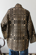 Load image into Gallery viewer, The Highlands Foundry Black + Tan Overshot Coverlet Coat THF139