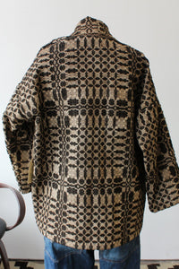 The Highlands Foundry Black + Tan Overshot Coverlet Coat THF139