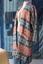 Load image into Gallery viewer, The Highlands Foundry Indigo + Red Overshot Coverlet Duster THF135