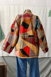 HF162 The Highlands Foundry Brown Multi Crazy Quilt Coat