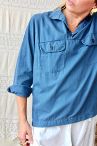 HF207 Vintage Blue Naval Popover shirt selected by The Highlands Foundry