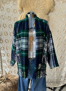 The Highlands Foundry Heritage Navy/Green Plaid Blanket Coat