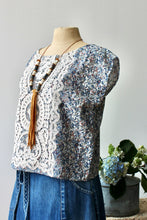 Load image into Gallery viewer, The Highlands Foundry Heirloom Print + Crochet Top THF49