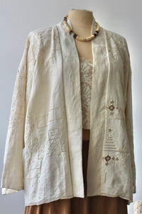 THF62 Cream Heirloom Linen Haori Jacket THF62