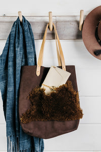 Shearling + Leather Tote