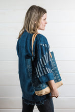 Load image into Gallery viewer, Indigo Batik + Leather Tote