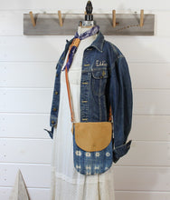 Load image into Gallery viewer, Indigo + Leather Crossbody Bag