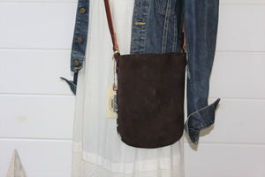 Indigo + Leather Crossbody Bag