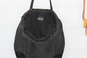 Washed Canvas +Leather Tote