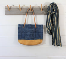 Load image into Gallery viewer, Indigo + Leather Tote