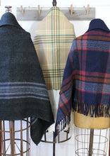 Load image into Gallery viewer, Wool Plaid Blanket Poncho