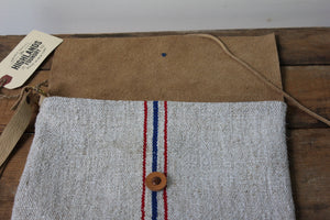 Stripe Grain Sack + Leather Pouch