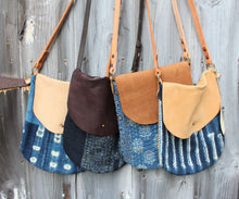 Load image into Gallery viewer, Indigo + Leather Crossbody Bags