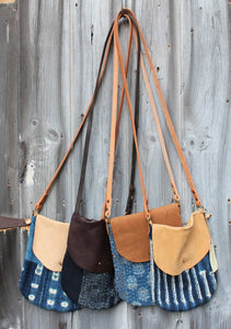 Indigo + Leather Crossbody Bags