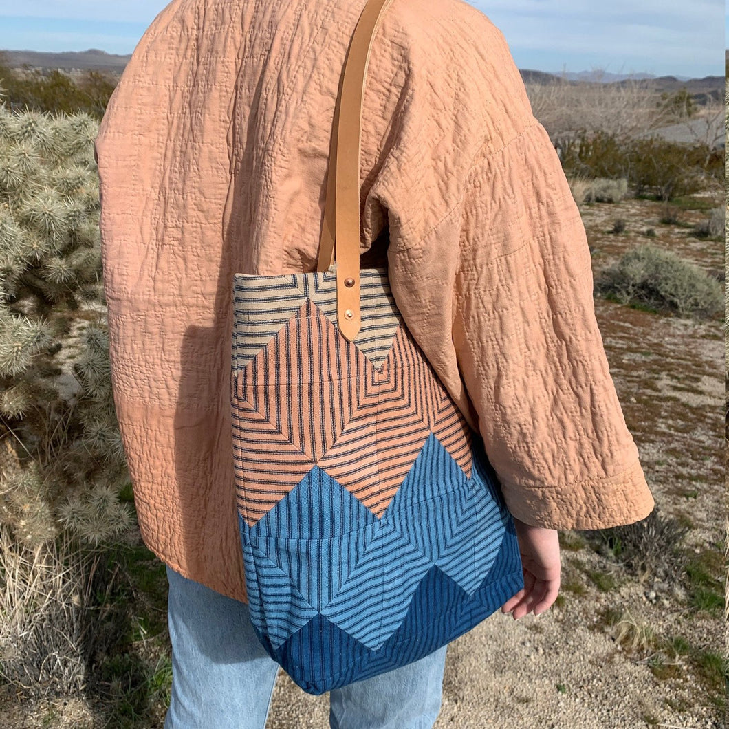 Natural Dyed Ticking Tote